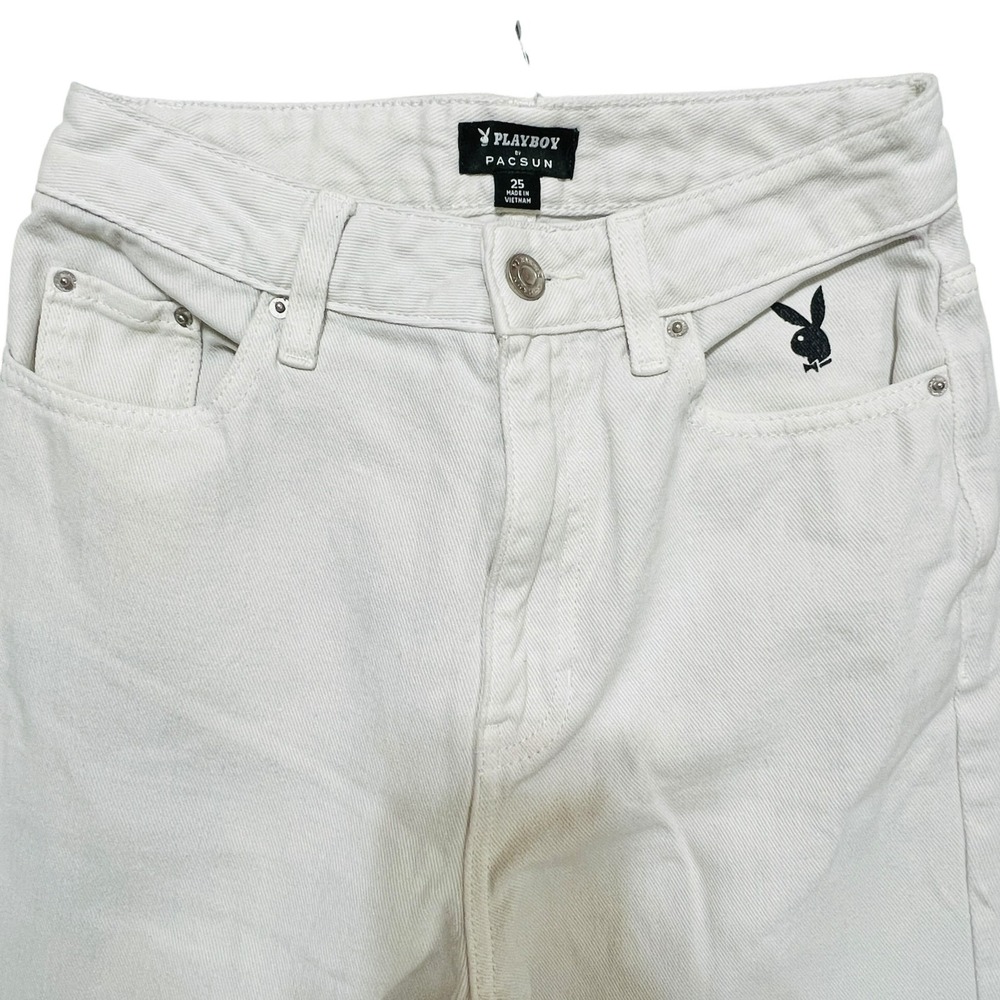 PLAYBOY Pacsun Flower Boyfriend Jeans Sz 25 90s Y2K Distressed Back Slash Retro - Picture 5 of 14
